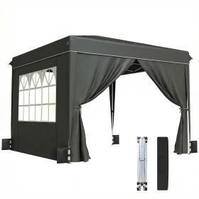 10 x 10 ft Pop Up Canopy Tent with Sidewalls, UPF50+ Outdoor Portable Instant Canopy Shelter with Carry Bag, Black